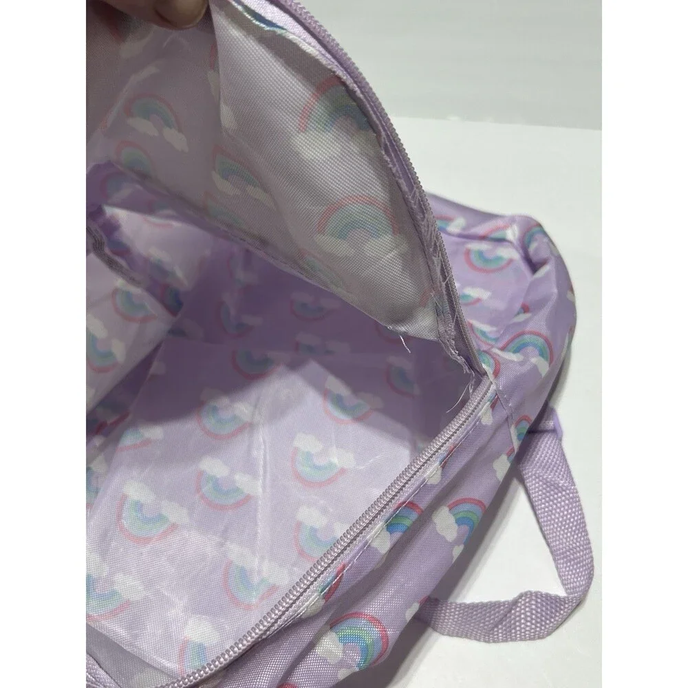 Purple Rainbow Print Kids Backpack Small Casual School Bag